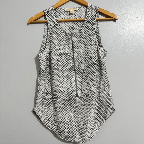 Michael Michael Kors Snake Print Tank Top Black/Gray 1/2 Zip Front XS - Picture 1 of 6